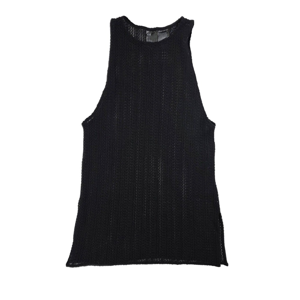 H&M Black Knit‎ Pool/ Resortwear Coverup Tank Dress Women's Size Small